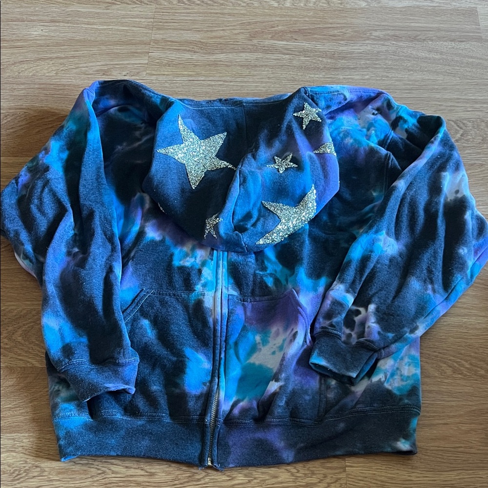 Carmar Blue Tie-Dye Hoodie with Star Accents